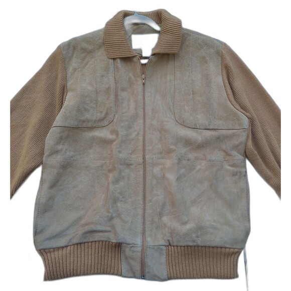 Vintage 70s 80s  Leather Zip Cardigan Jacket - Picture 1 of 10